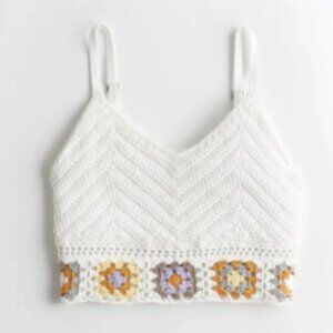 Hollister White Crochet Crop Tank